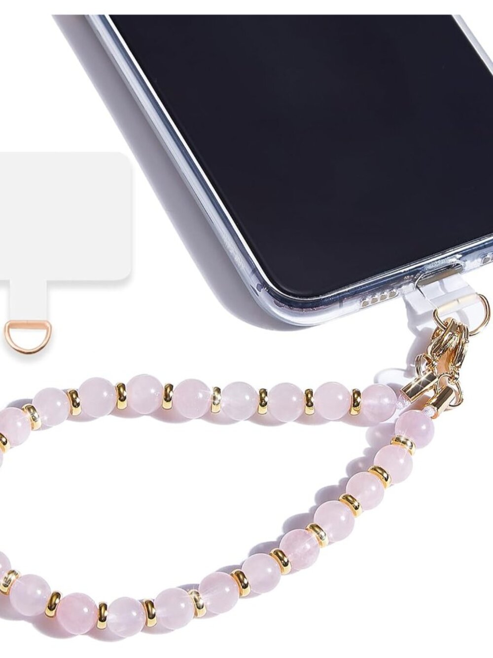 Marble Beaded Phone Wrist Strap for Women, Detachable Design